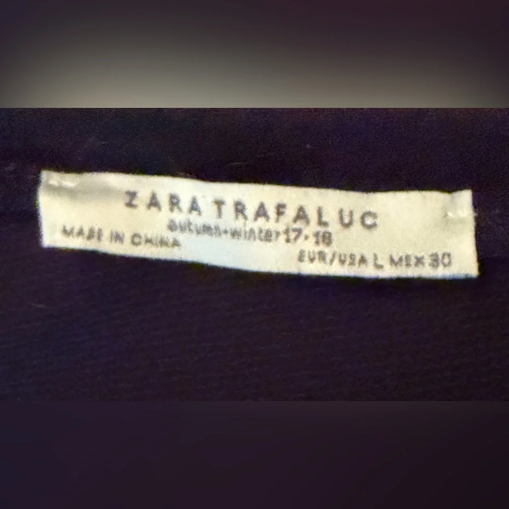 Zara Trafaluc Black Long Sleeve Top Faux Fur Cuffs Women’s M